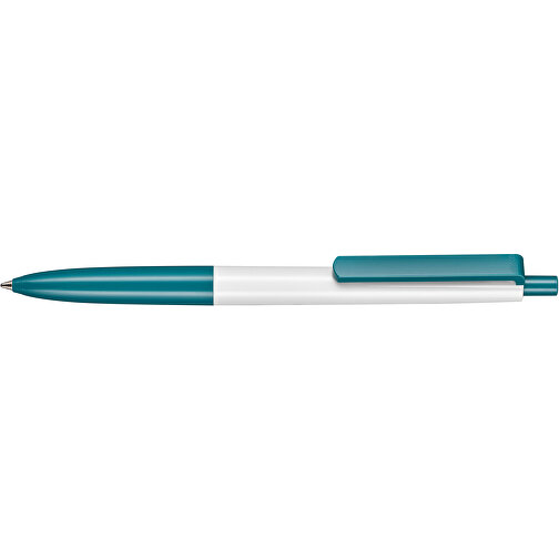 Kugelschreiber New Basic , Ritter-Pen, weiss/petrol-türkis, ABS-Kunststoff, 13,40cm (Länge), Bild 3