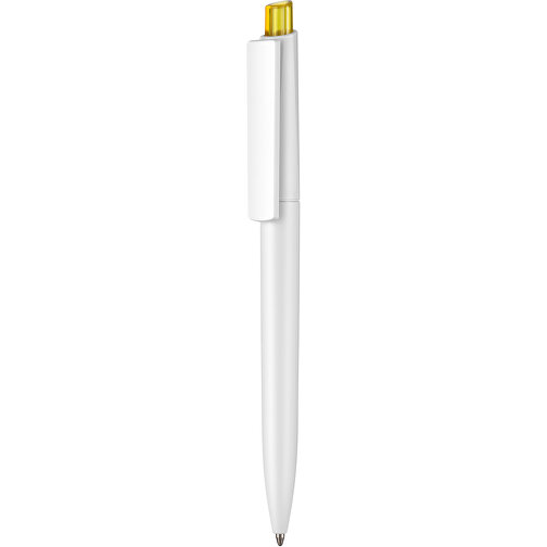 Kugelschreiber Crest ST , Ritter-Pen, weiß/ananas-gelb-TR/FR, ABS-Kunststoff, 14,90cm (Länge), Bild 1