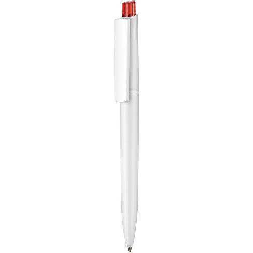 Kugelschreiber Crest ST , Ritter-Pen, weiß/feuer-rot-TR/FR, ABS-Kunststoff, 14,90cm (Länge), Bild 1
