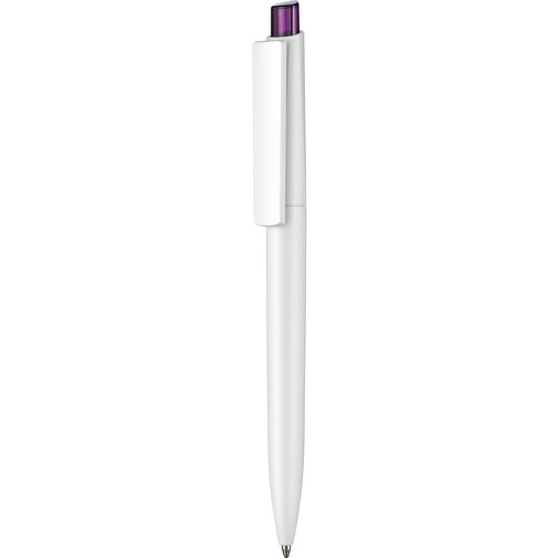 Kugelschreiber Crest ST , Ritter-Pen, weiß/pflaume-lila-TR/FR, ABS-Kunststoff, 14,90cm (Länge), Bild 1