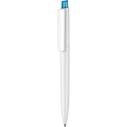 Kugelschreiber Crest ST , Ritter-Pen, weiß/caribic-blau-TR/FR, ABS-Kunststoff, 14,90cm (Länge), Bild 1