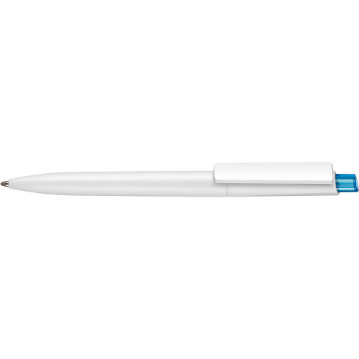 Kugelschreiber Crest ST , Ritter-Pen, weiß/caribic-blau-TR/FR, ABS-Kunststoff, 14,90cm (Länge), Bild 3