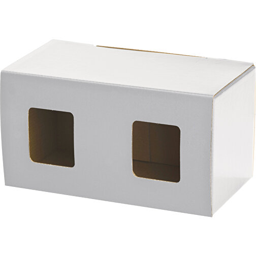 Verpackung Für Zwei Becher Mit Fenster , weiß, Karton, 21,00cm x 11,00cm x 10,50cm (Länge x Höhe x Breite), Bild 1