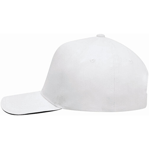 5-Panel-Sandwich-Cap WALK , weiss, 100% Baumwolle, heavy brushed, 280 g/m², 1,00cm (Länge), Bild 5