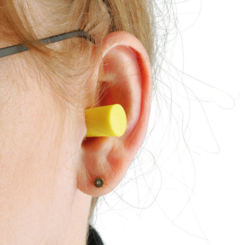 Gehörschutz , glasklar, gelb, PP+PU, 3,80cm x 1,80cm x 3,60cm (Länge x Höhe x Breite), Bild 3