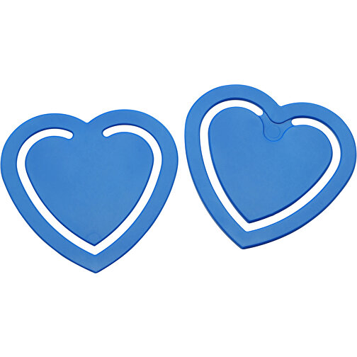 Zettelklammer 'Herz' , blau, PS, 6,50cm x 0,20cm x 6,30cm (Länge x Höhe x Breite), Bild 1
