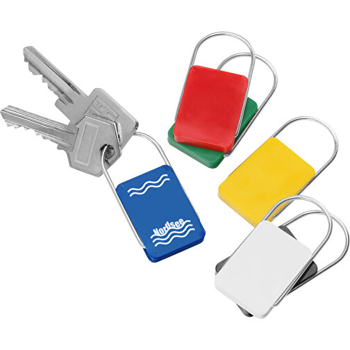 Schlüsselanhänger , blau, ABS+MET, 5,50cm x 0,50cm x 2,70cm (Länge x Höhe x Breite), Bild 2