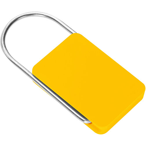 Schlüsselanhänger , gelb, ABS+MET, 5,50cm x 0,50cm x 2,70cm (Länge x Höhe x Breite), Bild 1