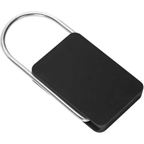 Schlüsselanhänger , schwarz, ABS+MET, 5,50cm x 0,50cm x 2,70cm (Länge x Höhe x Breite), Bild 1