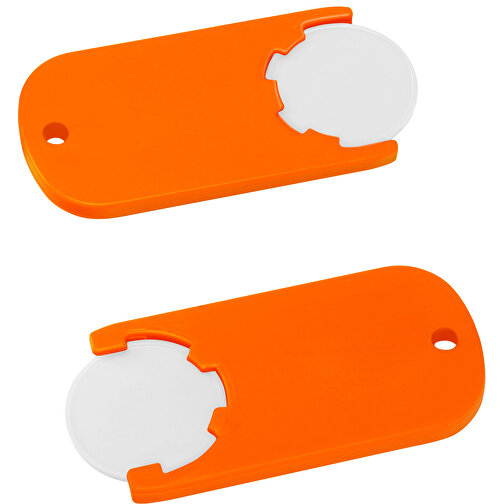 Chiphalter Mit 1€-Chip 'Alpha' , weiss, orange, ABS, 6,10cm x 0,40cm x 2,90cm (Länge x Höhe x Breite), Bild 1