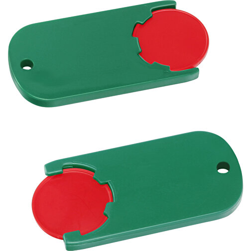 Chiphalter Mit 1€-Chip 'Alpha' , rot, grün, ABS, 6,10cm x 0,40cm x 2,90cm (Länge x Höhe x Breite), Bild 1