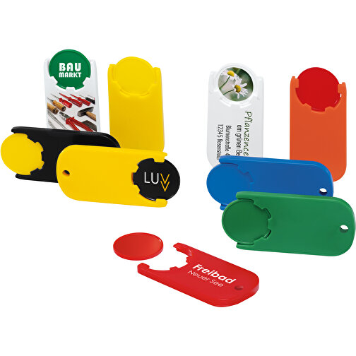Chiphalter Mit 1€-Chip 'Alpha' , grün, gelb, ABS, 6,10cm x 0,40cm x 2,90cm (Länge x Höhe x Breite), Bild 2