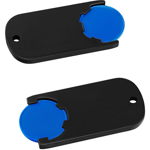 Chiphalter Mit 1€-Chip 'Alpha' , blau, schwarz, ABS, 6,10cm x 0,40cm x 2,90cm (Länge x Höhe x Breite), Bild 1
