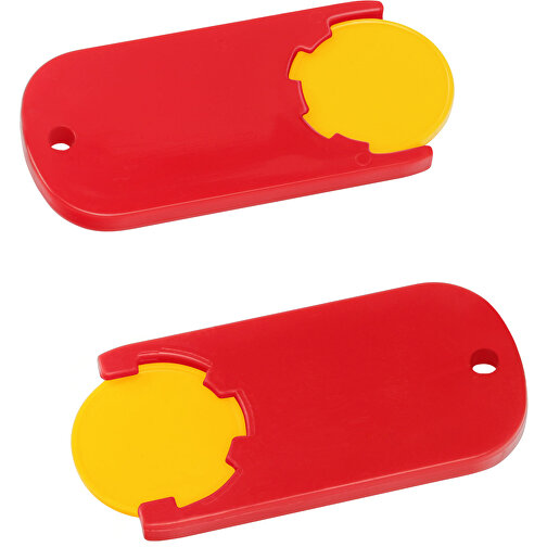 Chiphalter Mit 1€-Chip 'Alpha' , gelb, rot, ABS, 6,10cm x 0,40cm x 2,90cm (Länge x Höhe x Breite), Bild 1