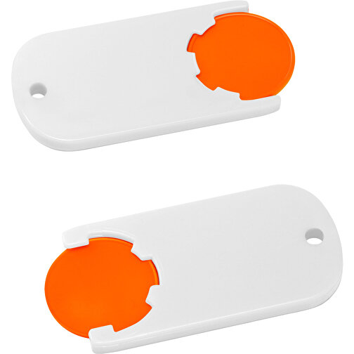 Chiphalter Mit 1€-Chip 'Alpha' , orange, weiss, ABS, 6,10cm x 0,40cm x 2,90cm (Länge x Höhe x Breite), Bild 1