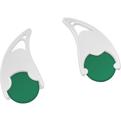 Chiphalter Mit 1€-Chip 'Epsilon' , grün, weiß, ABS, 5,50cm x 0,40cm x 2,90cm (Länge x Höhe x Breite), Bild 1