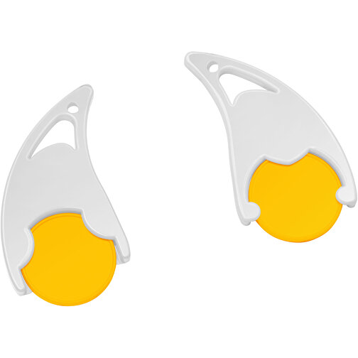 Chiphalter Mit 1€-Chip 'Epsilon' , gelb, weiß, ABS, 5,50cm x 0,40cm x 2,90cm (Länge x Höhe x Breite), Bild 1