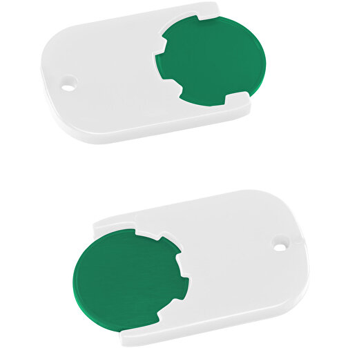 Chiphalter Mit 1€-Chip 'Gamma' , grün, weiss, ABS, 4,70cm x 0,40cm x 2,90cm (Länge x Höhe x Breite), Bild 1