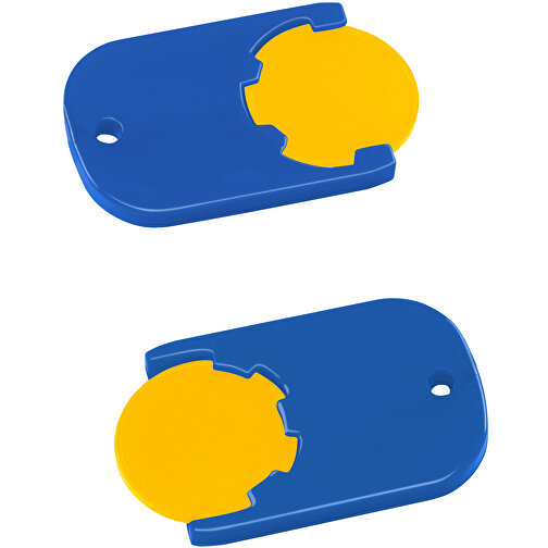 Chiphalter Mit 1€-Chip 'Gamma' , gelb, blau, ABS, 4,70cm x 0,40cm x 2,90cm (Länge x Höhe x Breite), Bild 1