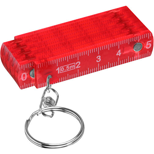 Portachiavi con metro pieghevole (rosso trasparente, ABS MET, 25g) come  articoli-promozionali su