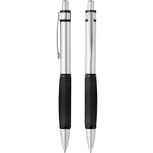 Druckkugelschreiber 'Gamma' , silber, schwarz, ABS, 13,80cm (Länge), Bild 1