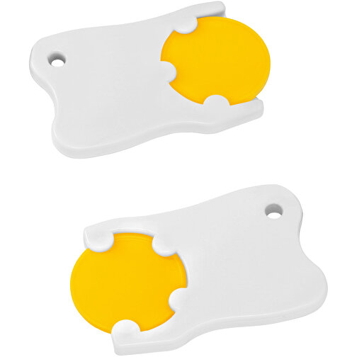Chiphalter Mit 1€-Chip 'Zahn' , gelb, weiss, ABS, 4,90cm x 0,40cm x 3,10cm (Länge x Höhe x Breite), Bild 1