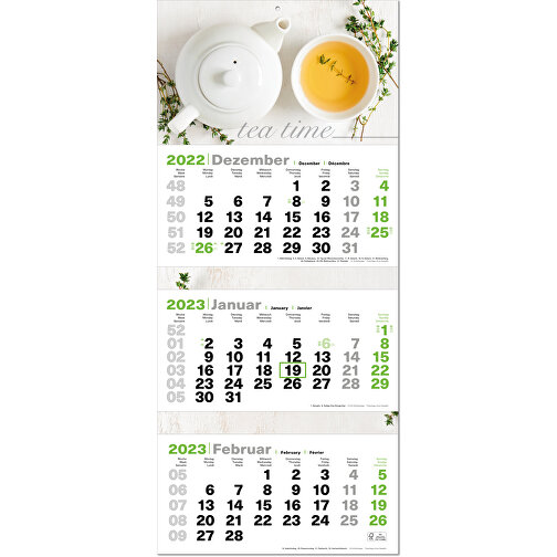 Faltbare Wand-Termin-Kalender, 3-Monats-Kalender 'Green3' , Papier, 78,40cm x 34,00cm (Höhe x Breite), Bild 1