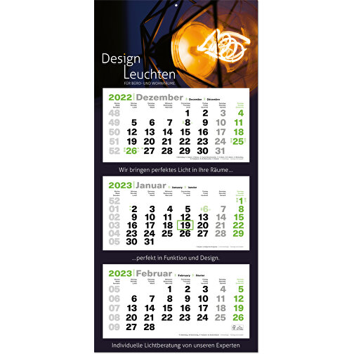 Calendario pieghevole da parete per appuntamenti, calendario di 3 mesi 'Green3maxi, Immagine 1
