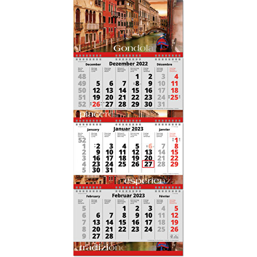 Faltbare Wand-Termin-Kalender Wire-O, 3-Monats-Planer 'Fold' , grau, Papier, 78,70cm x 34,00cm (Höhe x Breite), Bild 1