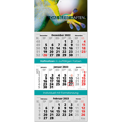 Faltbare Wand-Termin-Kalender, 3-Monats-Planer 'Exclusive' , grau, Papier, 78,40cm x 34,00cm (Höhe x Breite), Bild 1