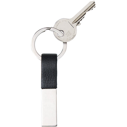 Schlüsselanhänger , schwarz, Lederähnliches Material, 6,50cm x 1,50cm (Länge x Breite), Bild 1