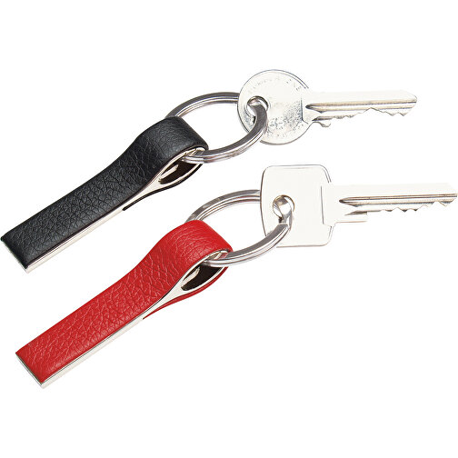 Schlüsselanhänger , schwarz, Lederähnliches Material, 6,50cm x 1,50cm (Länge x Breite), Bild 2