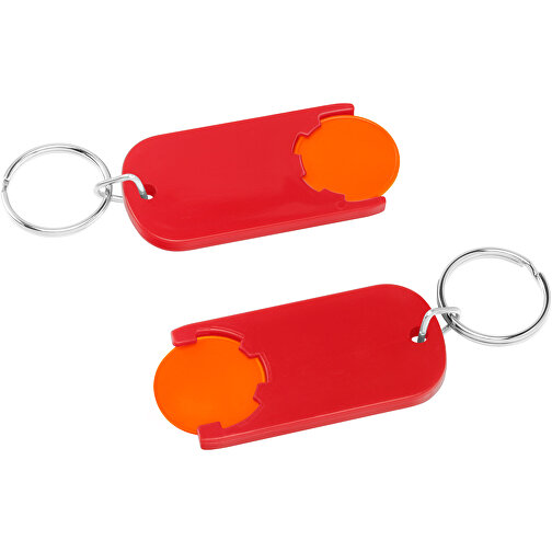 Chiphalter Mit 1€-Chip 'Alpha' , orange, rot, ABS+MET, 6,10cm x 0,40cm x 2,90cm (Länge x Höhe x Breite), Bild 1