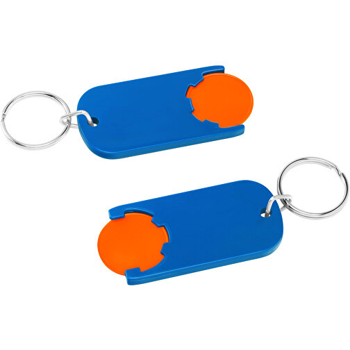 Chiphalter Mit 1€-Chip 'Alpha' , orange, blau, ABS+MET, 6,10cm x 0,40cm x 2,90cm (Länge x Höhe x Breite), Bild 1