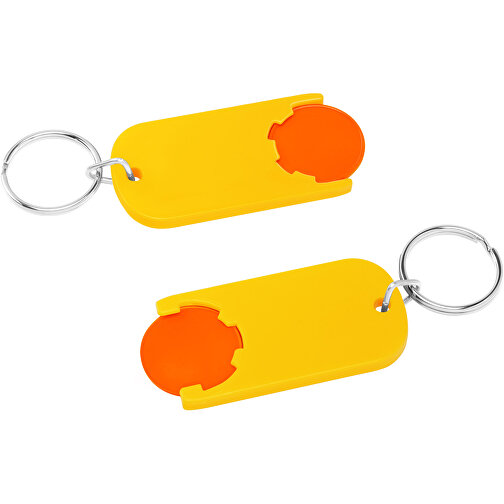 Chiphalter Mit 1€-Chip 'Alpha' , orange, gelb, ABS+MET, 6,10cm x 0,40cm x 2,90cm (Länge x Höhe x Breite), Bild 1
