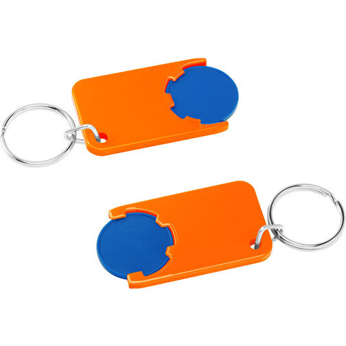 Chiphalter Mit 1€-Chip 'Beta' , blau, orange, ABS+MET, 5,20cm x 0,30cm x 2,90cm (Länge x Höhe x Breite), Bild 1