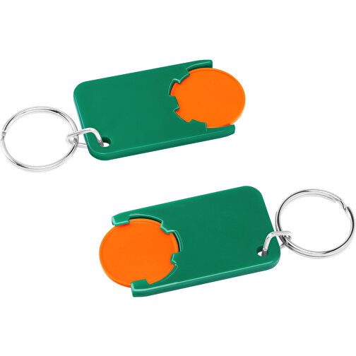 Chiphalter Mit 1€-Chip 'Beta' , orange, grün, ABS+MET, 5,20cm x 0,30cm x 2,90cm (Länge x Höhe x Breite), Bild 1