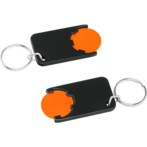 Chiphalter Mit 1€-Chip 'Beta' , orange, schwarz, ABS+MET, 5,20cm x 0,30cm x 2,90cm (Länge x Höhe x Breite), Bild 1