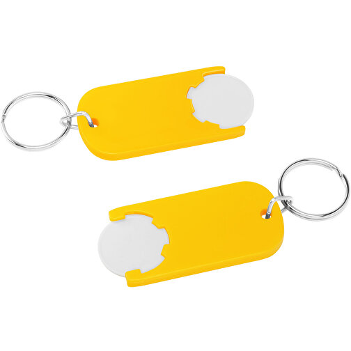Chiphalter Mit 1€-Chip 'Alpha' , weiß, gelb, ABS+MET, 6,10cm x 0,40cm x 2,90cm (Länge x Höhe x Breite), Bild 1