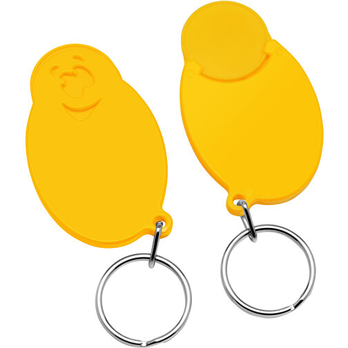 Chiphalter Mit 1€-Chip 'Gesicht' , gelb, gelb, ABS+MET, 5,90cm x 0,40cm x 3,50cm (Länge x Höhe x Breite), Bild 1