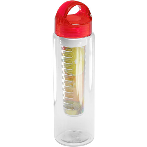 Trinkflasche Mit Infuser , glasklar, rot-transparent, PS+SI+PP, 24,50cm (Höhe), Bild 1
