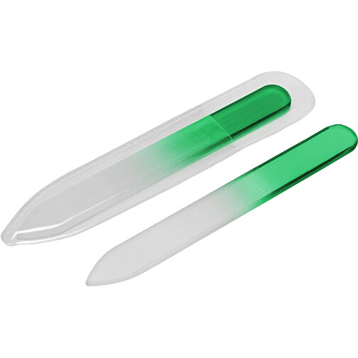 Nagelfeile Glas , grün-transparent, GL, 9,00cm x 0,30cm x 1,00cm (Länge x Höhe x Breite), Bild 1