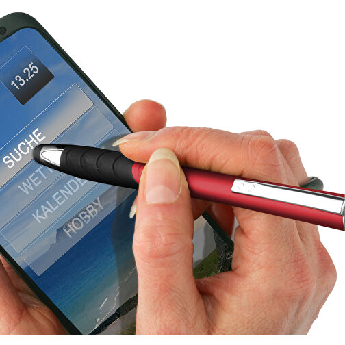 Touchscreen-Druckkugelschreiber 'Atlas' , rot, schwarz, ABS, 13,90cm (Länge), Bild 3