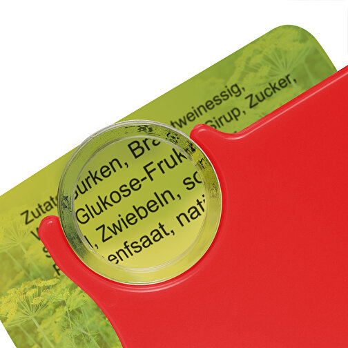 Chiphalter Mit 1€-Chip Und Lupe , rot, rot, ABS+PS+MET, 6,00cm x 0,40cm x 4,00cm (Länge x Höhe x Breite), Bild 3