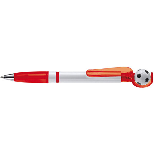 Fan Kugelschreiber Mit Fußball , rot, ABS, 14,50cm (Länge), Bild 3