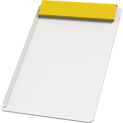 Klemmbrett DIN A4 'Alpha' , weiß, gelb, PS, 34,20cm x 2,10cm x 23,20cm (Länge x Höhe x Breite), Bild 1