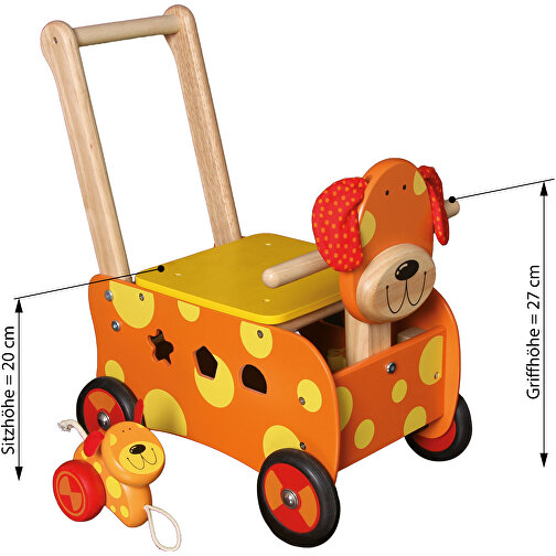Schiebewagen Hund , Holz, 40,00cm x 44,00cm x 25,00cm (Länge x Höhe x Breite), Bild 4