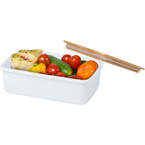 Mangi 500 Ml Lunchbox , weiss, GRS certified recycled plastic, FSC certified bamboo, 11,20cm x 16,50cm x 5,00cm (Länge x Höhe x Breite), Bild 4