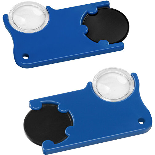 Chiphalter Mit 1€-Chip Und Lupe , schwarz, blau, ABS+PS, 6,00cm x 0,40cm x 4,00cm (Länge x Höhe x Breite), Bild 1