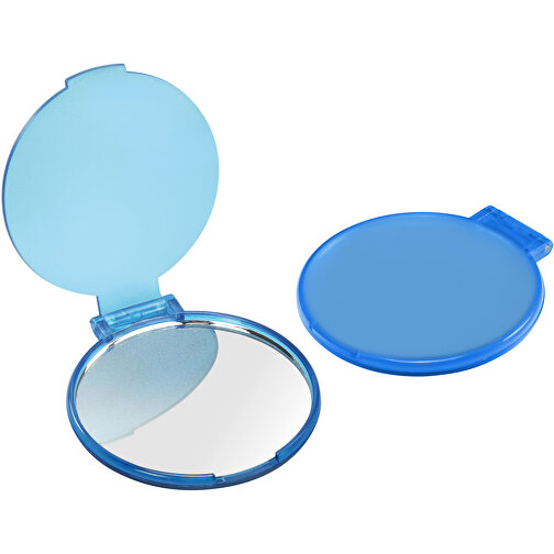 Taschenspiegel, Rund , blau-transparent, PS+GL, 0,40cm (Höhe), Bild 1